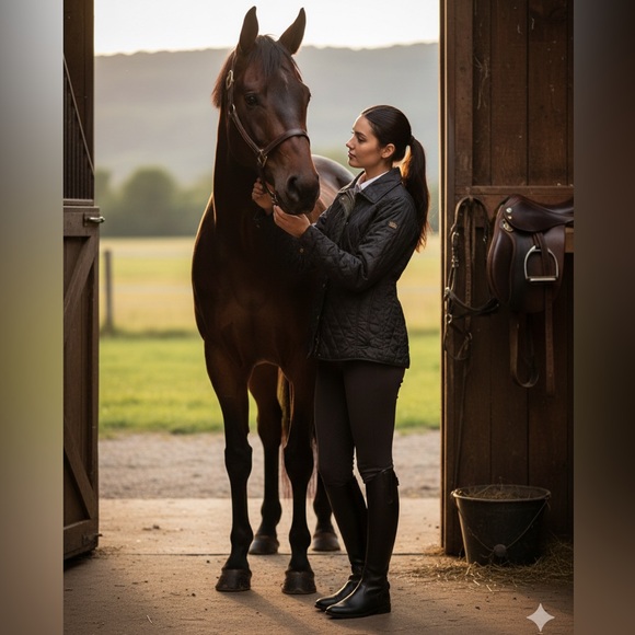 L.L. Bean Black Quilted Riding Jacket with Plaid Lining Fisherman Coastal - Picture 9 of 9